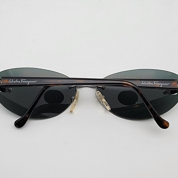 Salvatore Ferragamo 1014 512/71 Tortoise Frame Green Lens Rimless Sunglasses main image 8